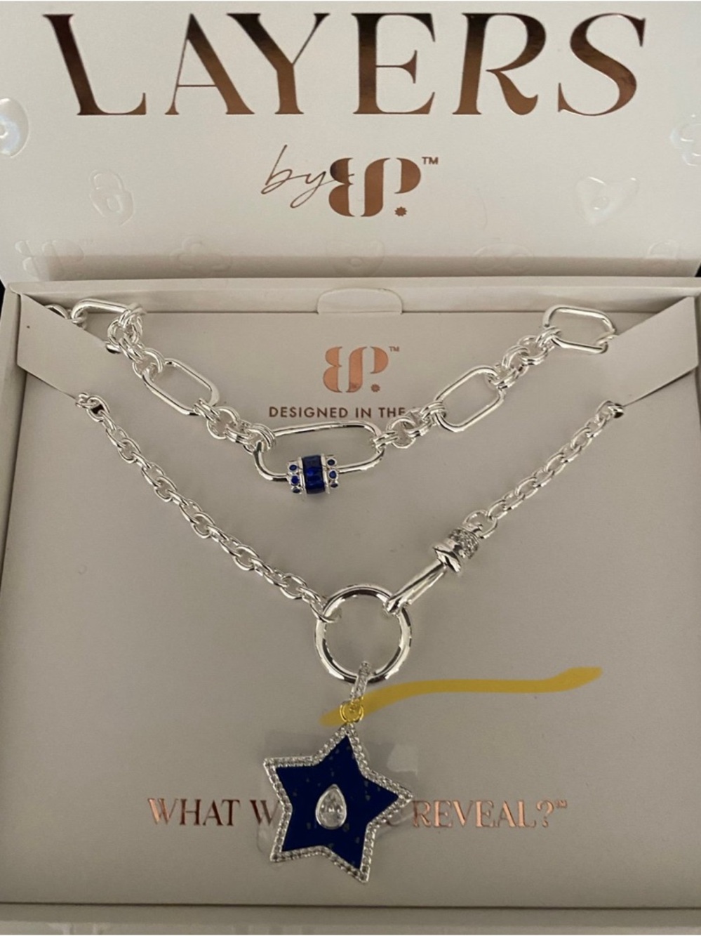Layers by BP. Silver-Tone Layered Necklace with Blue Star Charm